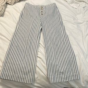 Madewell Emmet Crop Wide-leg Striped Jeans, Sz 29